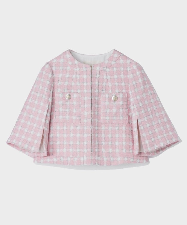 GRACE CONTINENTAL チェックツイードショートジャケット ピンク