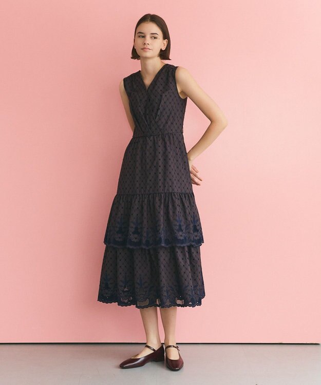 GRACE CONTINENTAL カットワークembドレス ブラウン