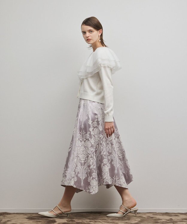 GRACE CONTINENTAL オーナメントジャガードハンカチヘムスカート ラベンダー