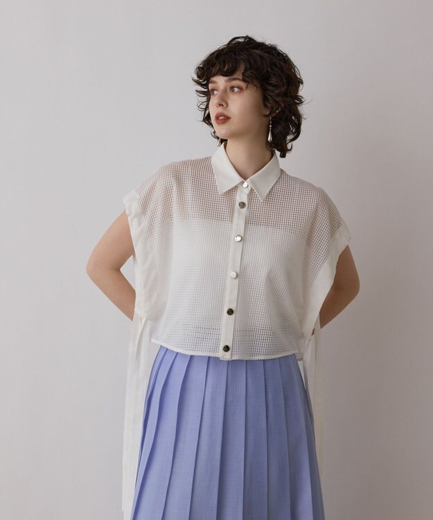 GRACE CONTINENTAL メッシュポンチョシャツ ホワイト