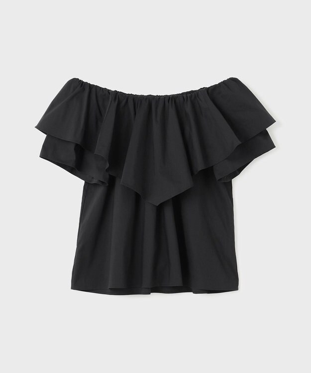 GRACE CONTINENTAL フリルオフショルトップ ブラック