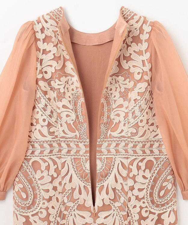 GRACE CONTINENTAL オーガン袖コード刺繍ドレス ピンク