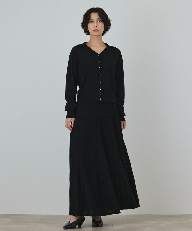 GRACE CONTINENTAL プリーツニットワンピース ブラック