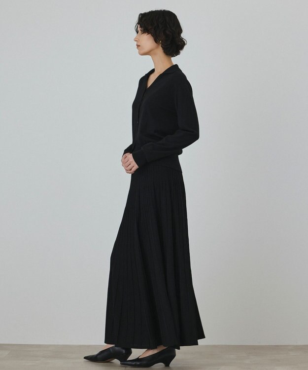 GRACE CONTINENTAL プリーツニットワンピース ブラック
