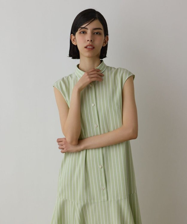 GRACE CONTINENTAL ストライプシャツワンピース グリーン