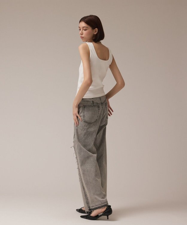 GRACE CONTINENTAL テレコリブトップ ホワイト