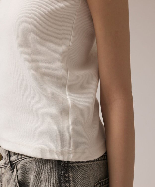 GRACE CONTINENTAL テレコリブトップ ホワイト