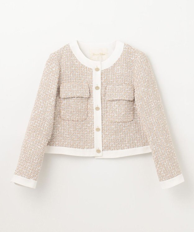 GRACE CONTINENTAL ツイードトリミングジャケット ベージュ