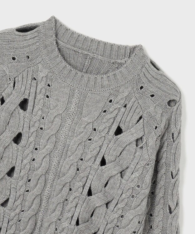 GRACE CONTINENTAL オーバーケーブルニットトップ グレー