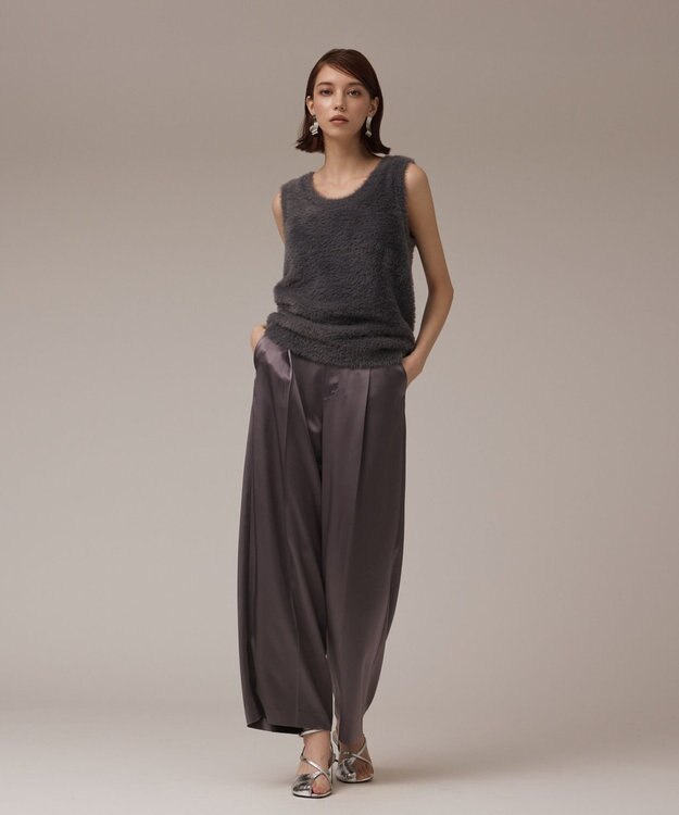 GRACE CONTINENTAL オフタートルニットトップ グレー