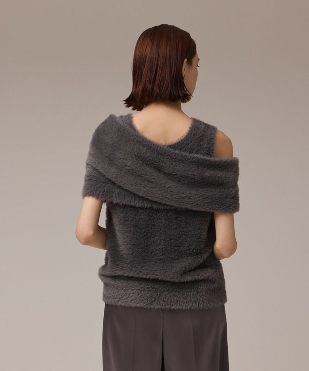 GRACE CONTINENTAL オフタートルニットトップ グレー