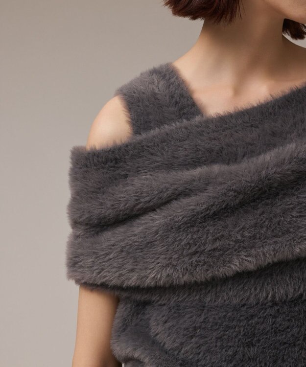 GRACE CONTINENTAL オフタートルニットトップ グレー