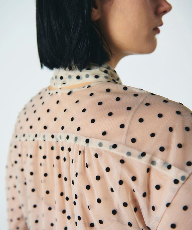 GRACE CONTINENTAL ドットフロッキーチュールトップ キナリ