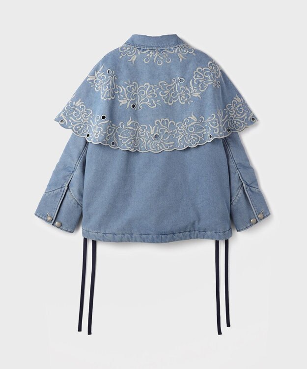 GRACE CONTINENTAL ケープ付カバーオールジャケット サックス