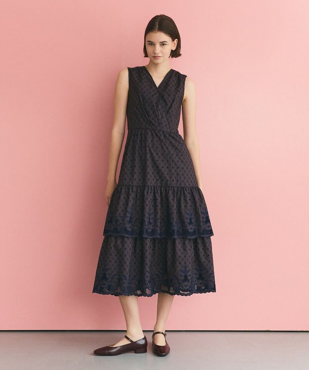 GRACE CONTINENTAL カットワークembドレス ブラウン