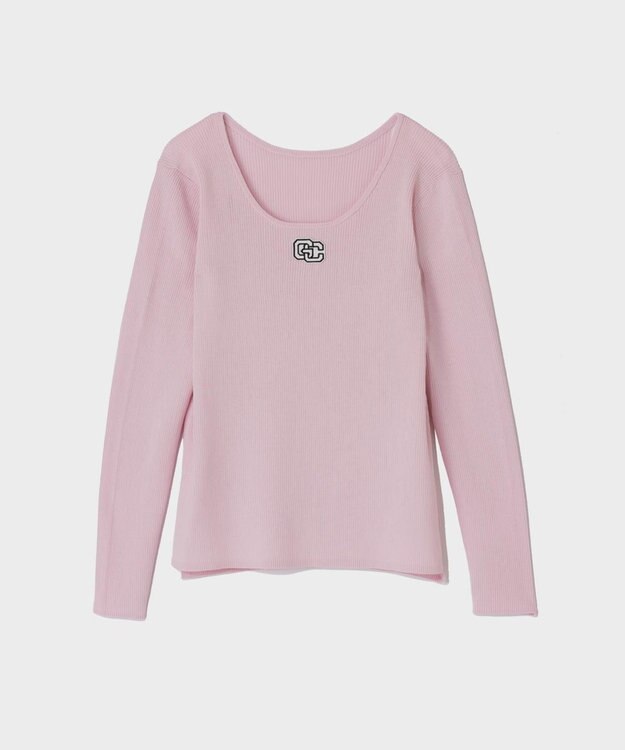 GRACE CONTINENTAL ロゴ刺繍リブトップ ピンク
