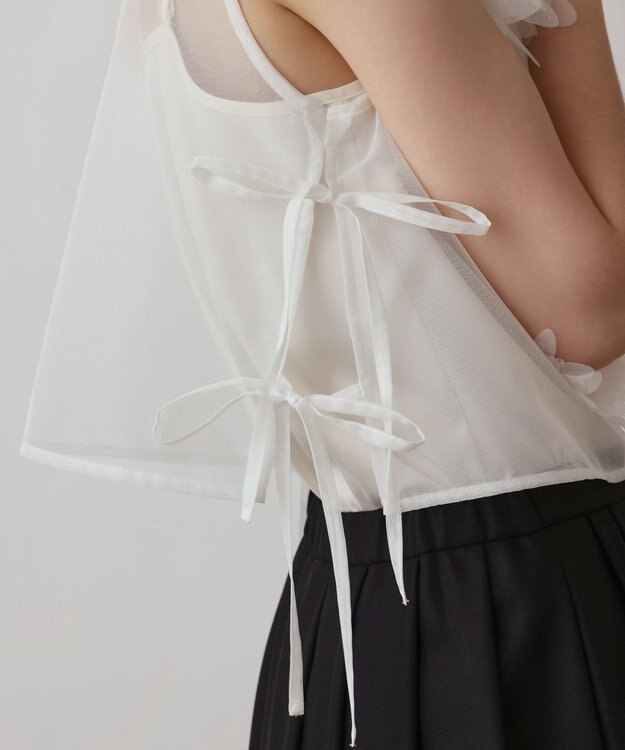 GRACE CONTINENTAL メッシュフラワートップ ホワイト