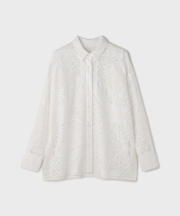 GRACE CONTINENTAL パネル刺繍シャツ ホワイト