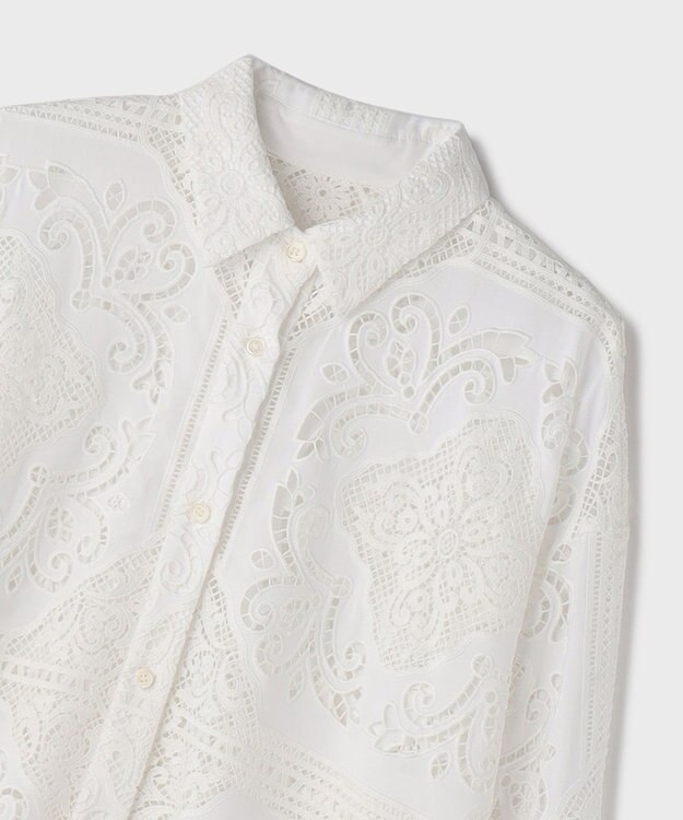 GRACE CONTINENTAL パネル刺繍シャツ ホワイト