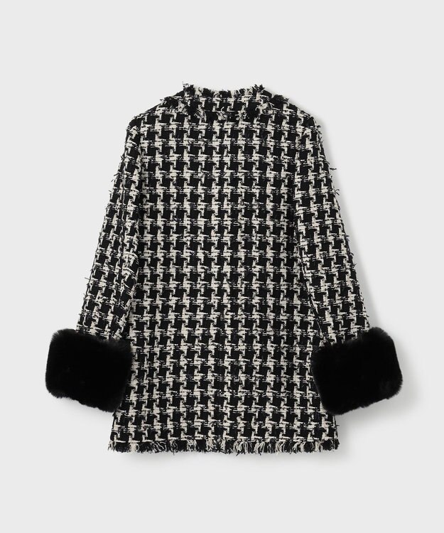 GRACE CONTINENTAL ツイードファーコート ブラック