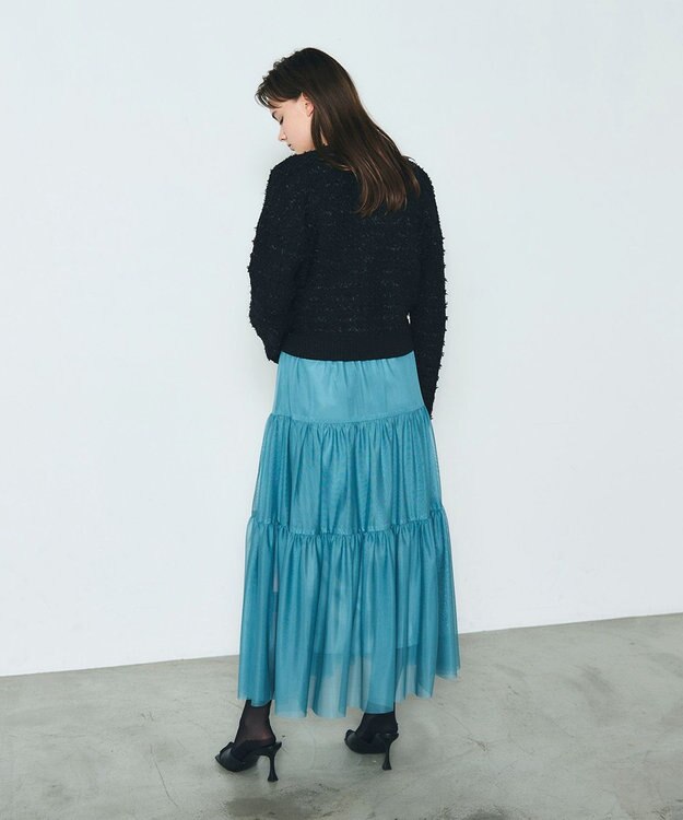 GRACE CONTINENTAL チュールティアードスカート ブルー
