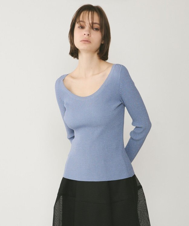 GRACE CONTINENTAL ハイゲージラメニットトップ ブルー