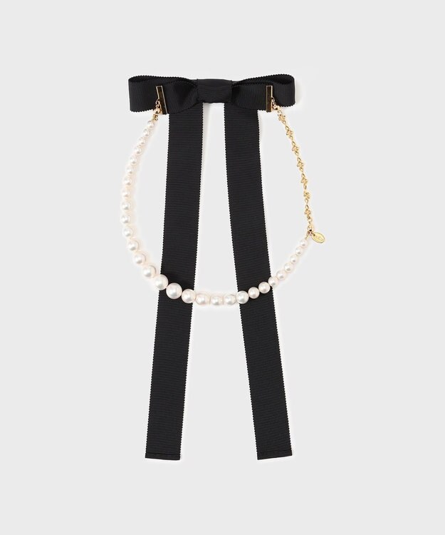 GRACE CONTINENTAL パールリボンネックレス ホワイト