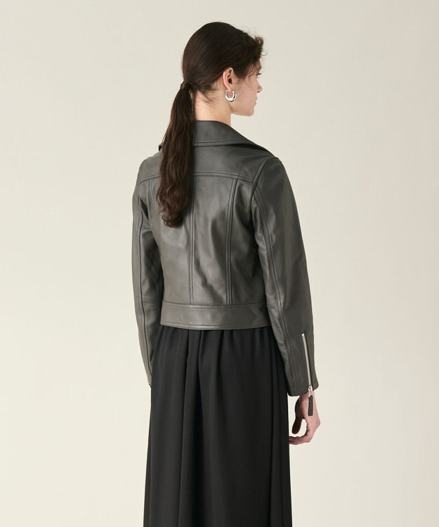 GRACE CONTINENTAL ラムレザーライダースジャケット チャコール