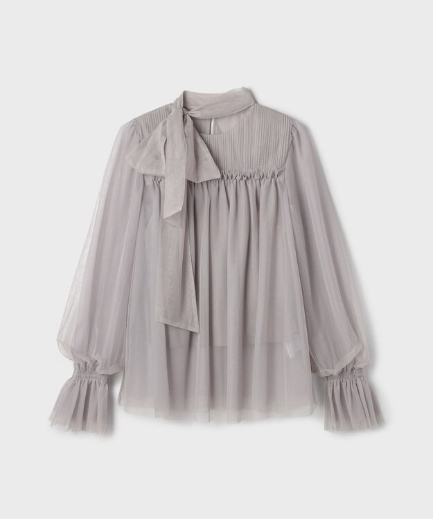 GRACE CONTINENTAL チュールタイブラウス グレー