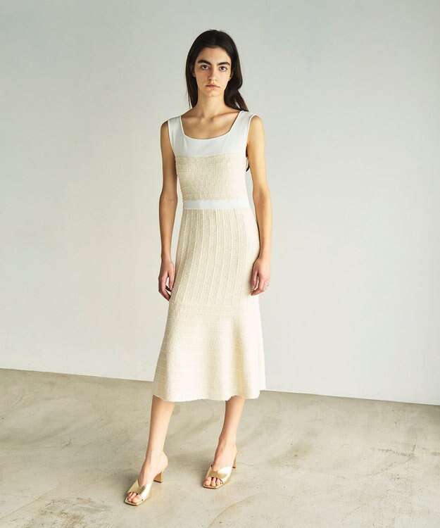 GRACE CONTINENTAL ツイードマーメイドニットワンピース キナリ