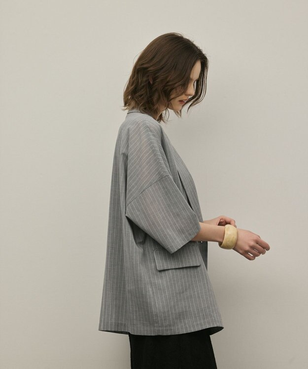 GRACE CONTINENTAL ドルマンテーラードジャケット ストライプ