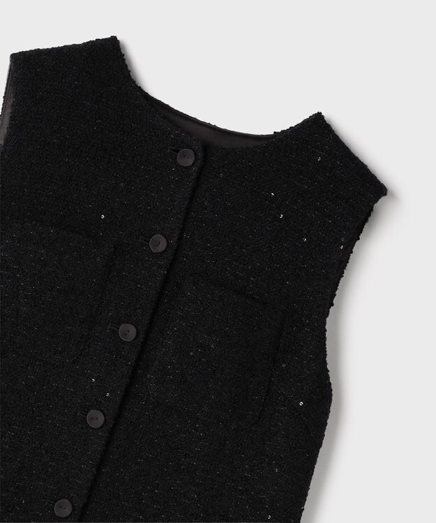 GRACE CONTINENTAL チュールコンビツイードワンピース ブラック