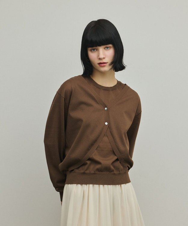 GRACE CONTINENTAL レイヤードニットトップ ブラウン