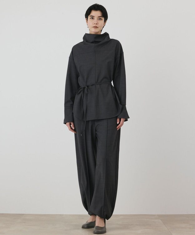 GRACE CONTINENTAL カウルネック2WAYシャツ チャコール