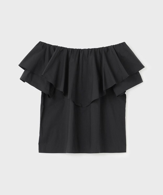 GRACE CONTINENTAL フリルオフショルトップ ブラック