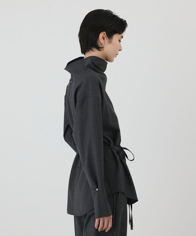 GRACE CONTINENTAL カウルネック2WAYシャツ チャコール
