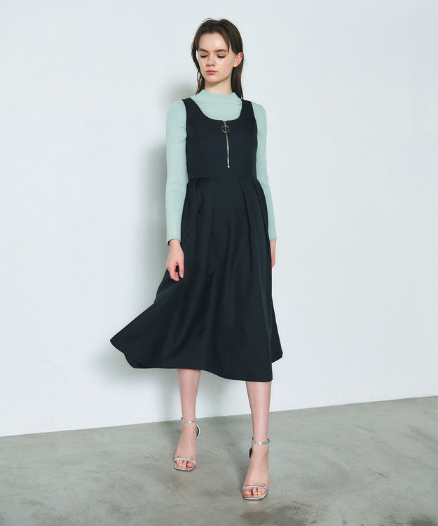 GRACE CONTINENTAL ツイルタックワンピース ブラック