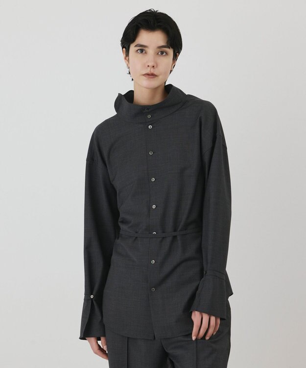 GRACE CONTINENTAL カウルネック2WAYシャツ チャコール