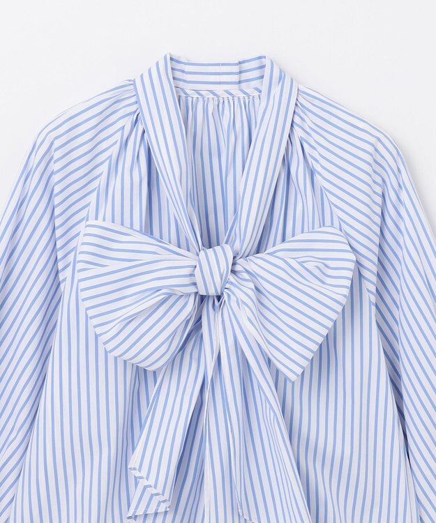 GRACE CONTINENTAL ボウタイギャザートップ ストライプ