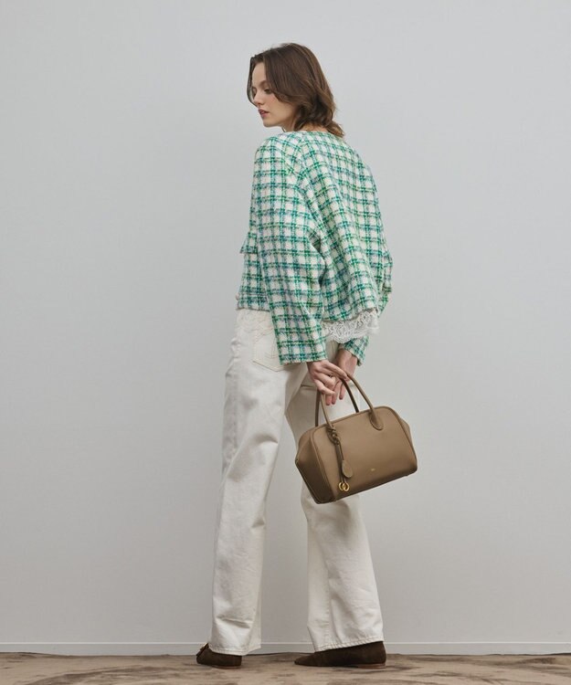 GRACE CONTINENTAL レースヘムツイードジャケット グリーン