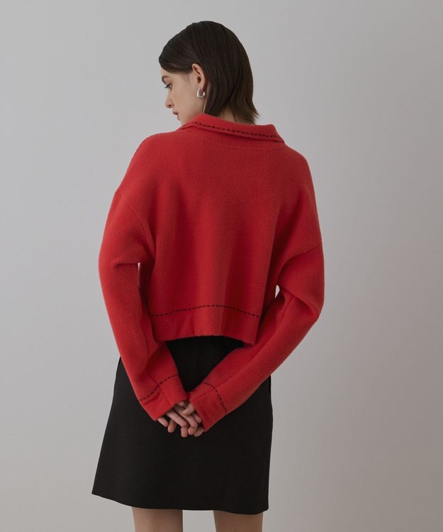 GRACE CONTINENTAL ステッチニットジャケット レッド