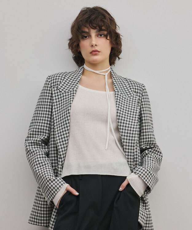 GRACE CONTINENTAL ギンガムダブルジャケット バイカラー