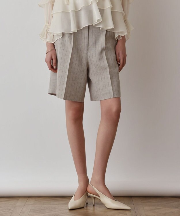 GRACE CONTINENTAL ストライプショートパンツ ベージュ
