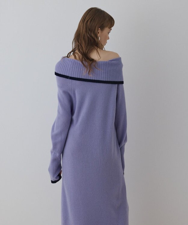 GRACE CONTINENTAL バイカラーオフショルニットワンピース ラベンダー