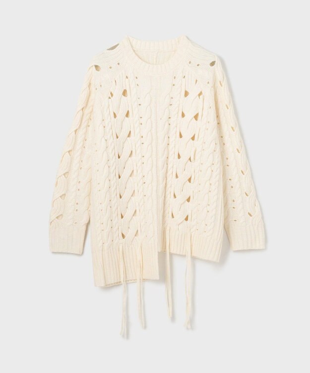 GRACE CONTINENTAL オーバーケーブルニットトップ ホワイト