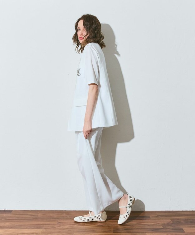 GRACE CONTINENTAL リネンタッチジレジャケット ホワイト