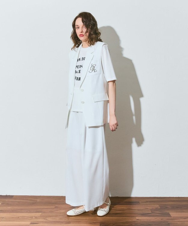 GRACE CONTINENTAL リネンタッチジレジャケット ホワイト