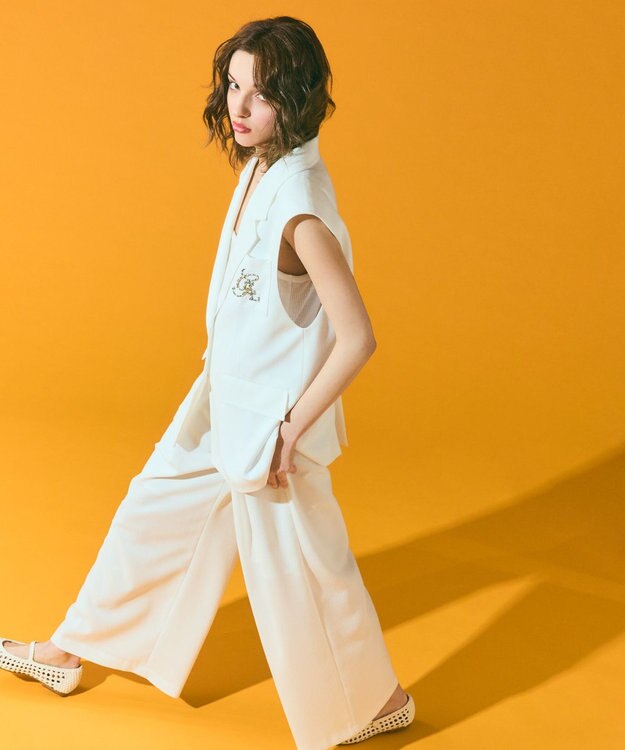 GRACE CONTINENTAL リネンタッチジレジャケット ホワイト