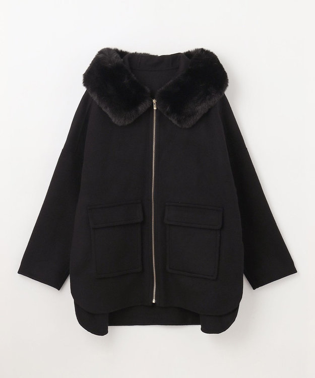 GRACE CONTINENTAL フードファーリバーポンチョ ブラック