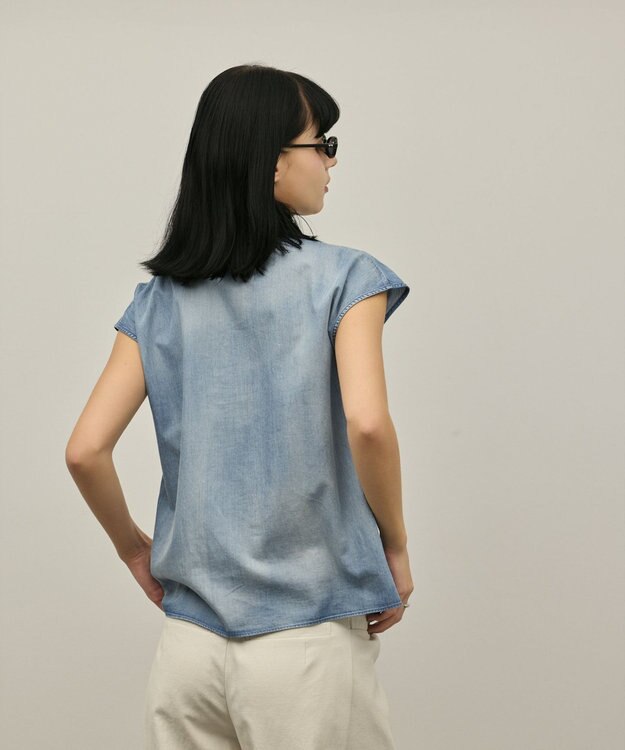 GRACE CONTINENTAL シアーデニムボウタイブラウス ブルー